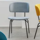 Krzesło do jadalni z metalu i plamoodpornego aksamitu, 2 sztuki - Valnerina Viadurini