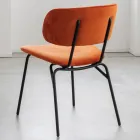 Krzesło do jadalni z metalu i plamoodpornego aksamitu, 2 sztuki - Valnerina Viadurini