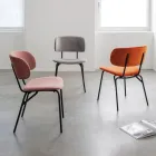 Krzesło do jadalni z metalu i plamoodpornego aksamitu, 2 sztuki - Valnerina Viadurini