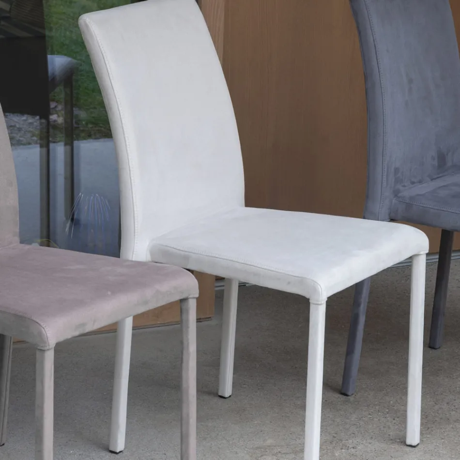 Metalowe krzesło do jadalni pokryte kolorowym Econabuk, 4 sztuki - Anita Viadurini