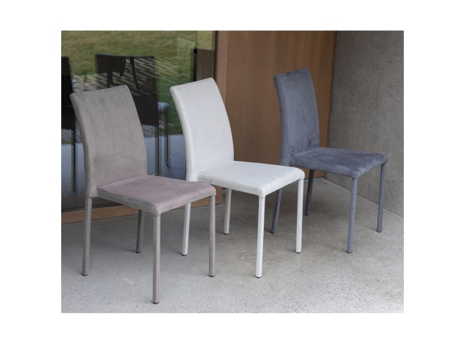 Metalowe krzesło do jadalni pokryte kolorowym Econabuk, 4 sztuki - Anita Viadurini