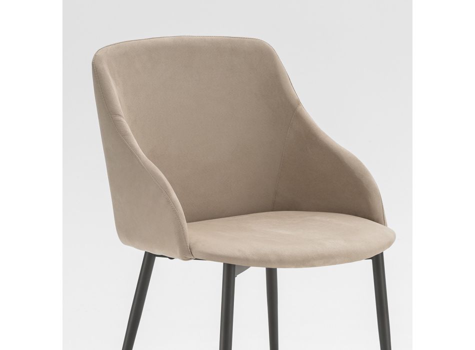 Metalowe krzesło do jadalni pokryte mikrofibrą Made in Italy - Suzanne Viadurini