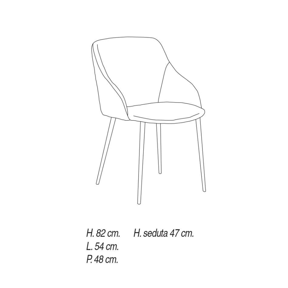 Metalowe krzesło do jadalni pokryte mikrofibrą Made in Italy - Suzanne Viadurini