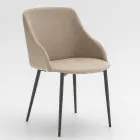 Metalowe krzesło do jadalni pokryte mikrofibrą Made in Italy - Suzanne Viadurini