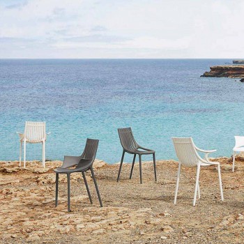 4-częściowe plastikowe krzesło do jadalni na świeżym powietrzu z możliwością układania w stosy - Ibiza firmy Vondom