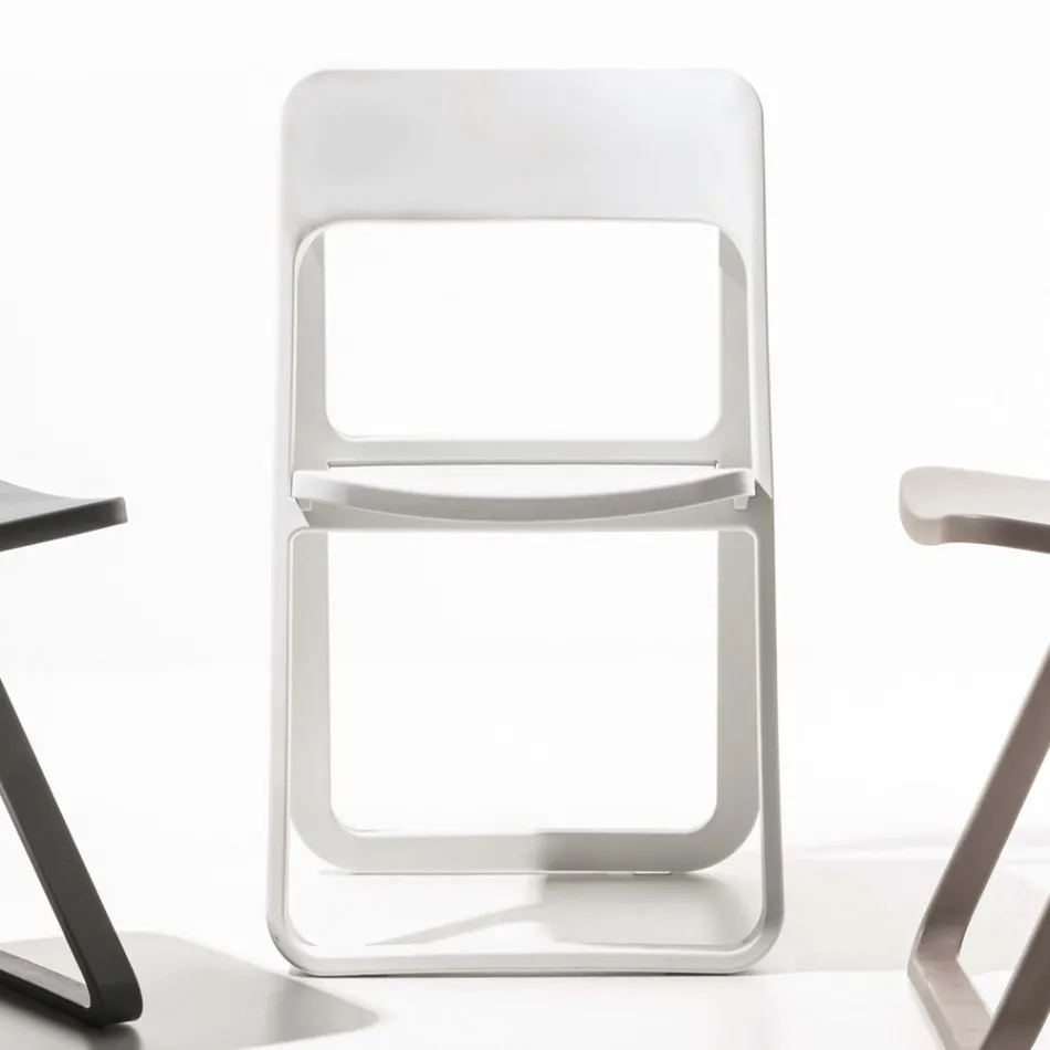 Składane krzesło do jadalni z kolorowego polipropylenu, 4 sztuki - Eliana Viadurini