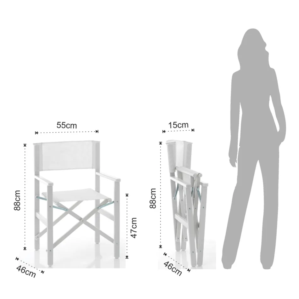 Składane krzesło reżyserskie z aluminium i tkaniny - Fluoro Viadurini