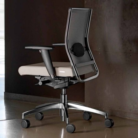 Ergonomiczne obrotowe krzesło biurowe z kółkami i podłokietnikami - Gimiglia Viadurini