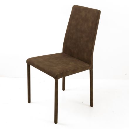 Krzesło do salonu z wysokim oparciem ze sztucznej skóry Made in Italy - Orietta Viadurini