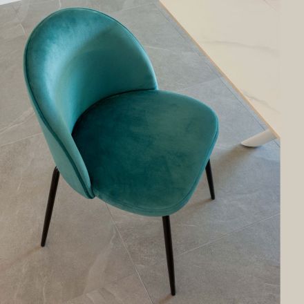 Krzesło do salonu z siedziskiem i nogami w różnych wykończeniach - Chandra Viadurini