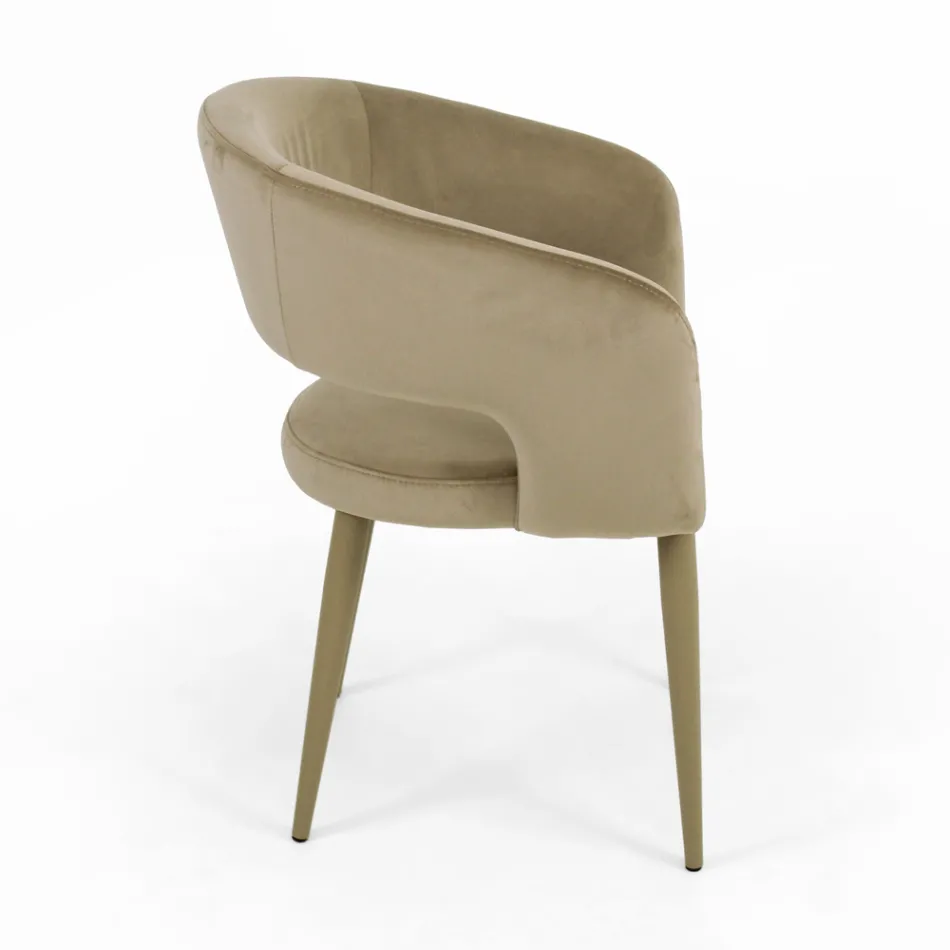 Krzesło do salonu z aksamitnym wykończeniem sznurkiem Made in Italy - Savignano Viadurini