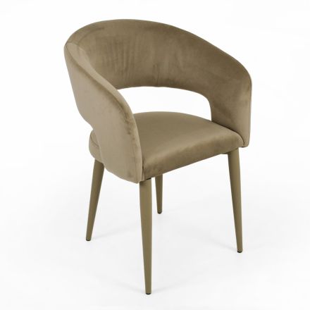 Krzesło do salonu z aksamitnym wykończeniem sznurkiem Made in Italy - Savignano Viadurini