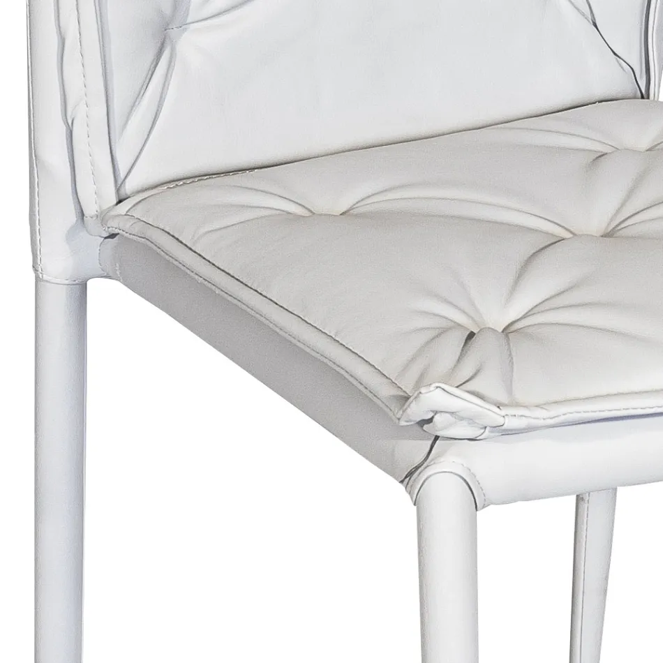 Krzesło do salonu ze strukturą i siedziskiem ze sztucznej skóry Wyprodukowano we Włoszech - Grogu Viadurini