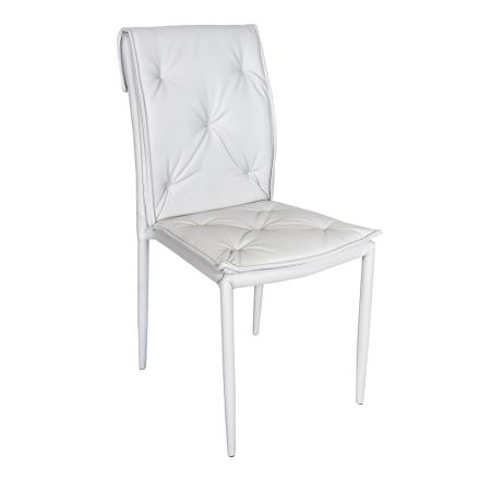 Krzesło do salonu ze strukturą i siedziskiem ze sztucznej skóry Wyprodukowano we Włoszech - Grogu Viadurini