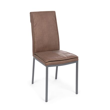 Krzesło do salonu w stylu vintage ze stali i ekoskóry 4 sztuki - Arnika Viadurini