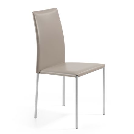 Krzesło do salonu ze skóry w kolorze ciemnoszarym i stali Made in Italy - Dziecko Viadurini