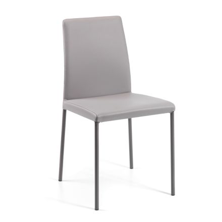Krzesło do salonu z ekoskóry i stali Made in Italy - Cucciolo Viadurini