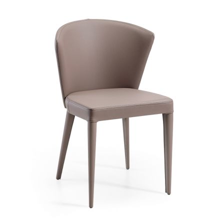 Krzesło do salonu z ekoskóry Ghiro i stali Made in Italy - Cerbiatto Viadurini
