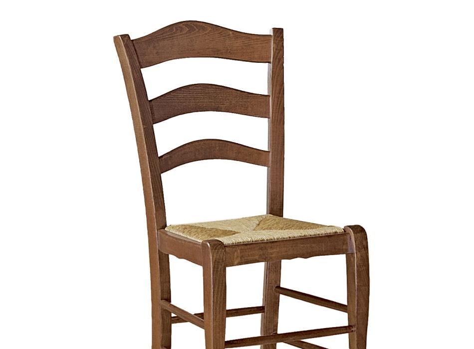 Bukowe krzesło do salonu ze słomianym siedziskiem Made in Italy - Tamara Viadurini