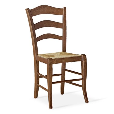 Bukowe krzesło do salonu ze słomianym siedziskiem Made in Italy - Tamara Viadurini