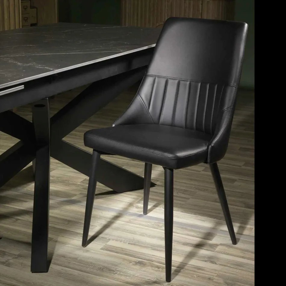 Krzesło do salonu z metalu i ekoskóry w różnych wykończeniach - Onde Viadurini