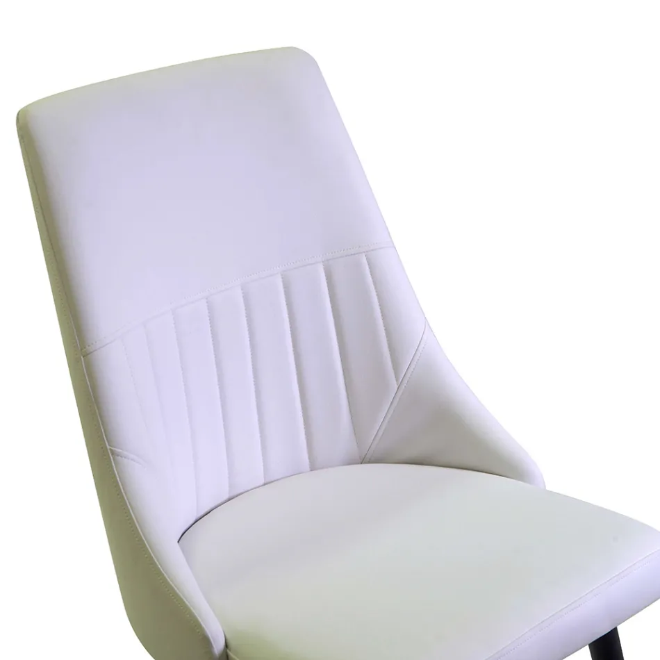 Krzesło do salonu z metalu i ekoskóry w różnych wykończeniach - Onde Viadurini