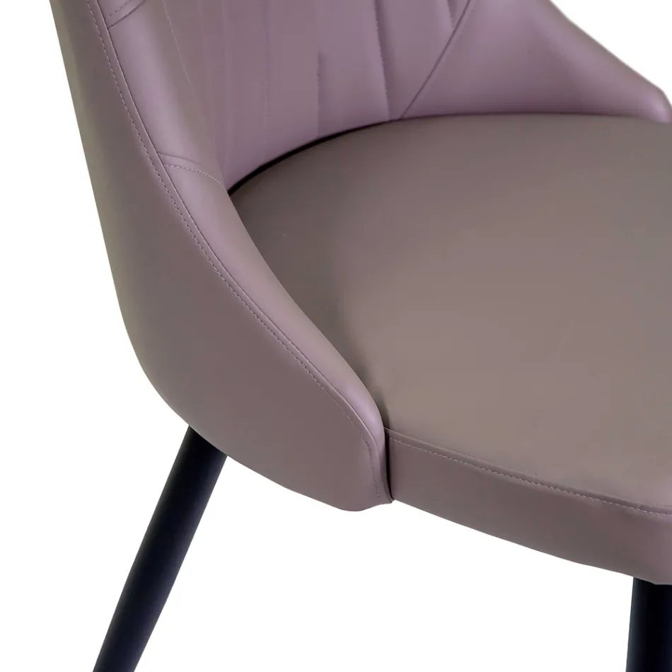 Krzesło do salonu z metalu i ekoskóry w różnych wykończeniach - Onde Viadurini