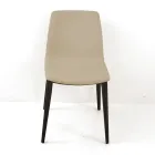 Krzesło do salonu ze skóry w kolorze lodu Wyprodukowano we Włoszech - Betsy Viadurini