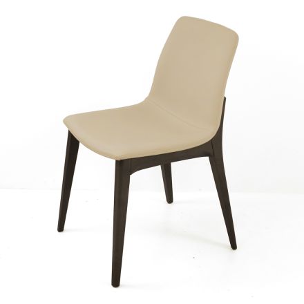 Krzesło do salonu ze skóry w kolorze lodu Wyprodukowano we Włoszech - Betsy Viadurini