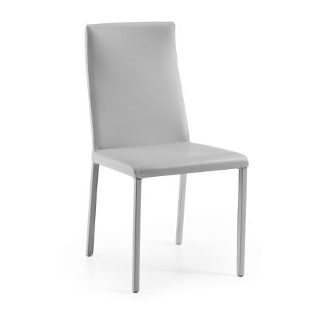 Krzesło do salonu ze skóry w kolorze perłowym Made in Italy - Garden Viadurini