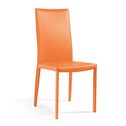 Krzesło do salonu z pomarańczowej skóry regenerowanej Made in Italy - Ride Viadurini