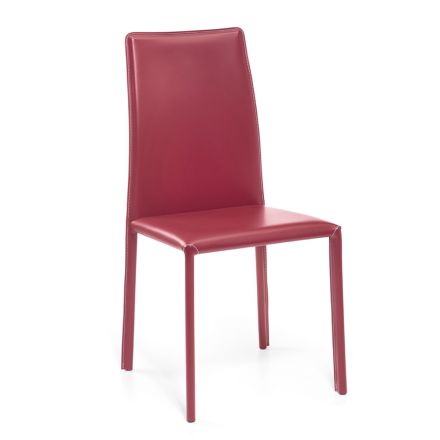 Krzesło do salonu ze skóry regenerowanej i stali Made in Italy - Cucciolo Viadurini