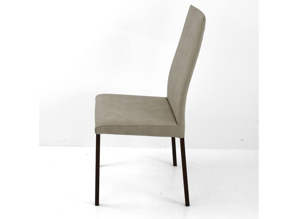 Krzesło do salonu ze sztucznej skóry z lakierowanymi nogami Made in Italy - Roslin Viadurini