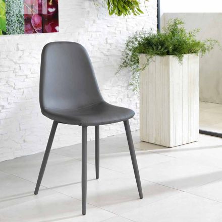 Krzesło salonowe z imitacji skóry naturalnej, L38x P43cm, Mona, 4 części Viadurini