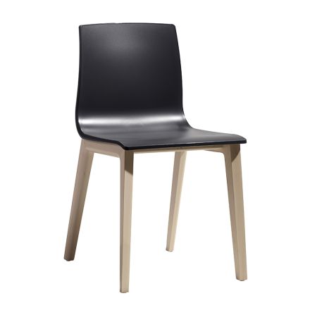 Krzesło do salonu z technopolimeru i drewna Made in Italy 2 sztuki - Quadra Viadurini
