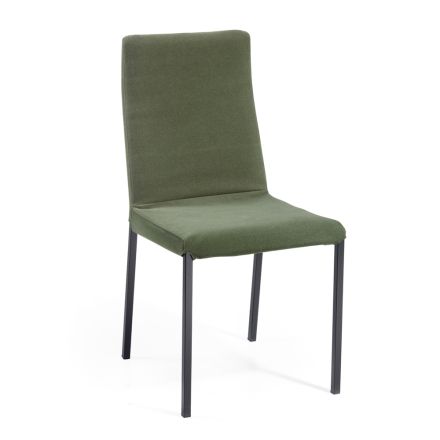 Krzesło do salonu z zielonej tkaniny Made in Italy - Fiorito Viadurini