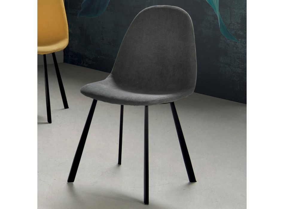 Krzesło do salonu z kolorowej tkaniny z 4-częściową wyściółką - Hulk Viadurini