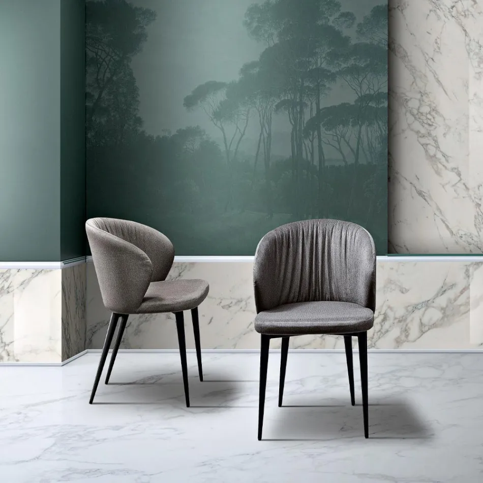 Krzesło do salonu z tkaniny i jesionu o eleganckim designie - Reginaldo Viadurini