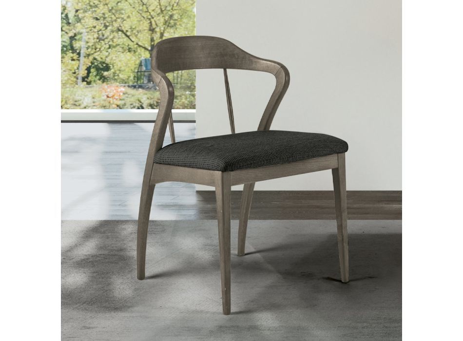Krzesło do salonu z tkaniny i litego drewna bukowego Made in Italy - Rein Viadurini