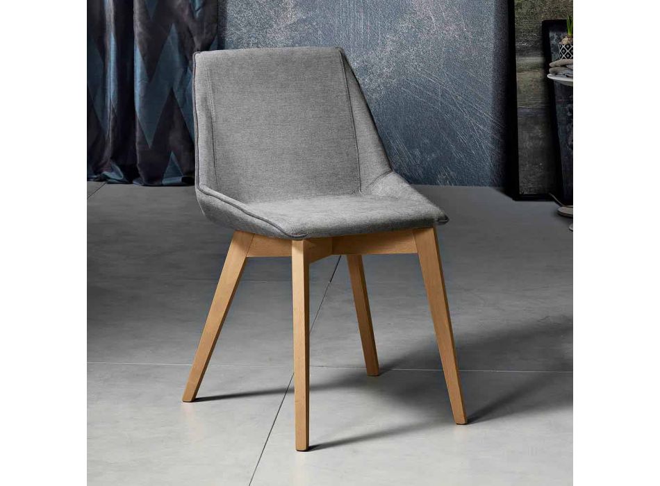Krzesło do salonu z tkaniny i nowoczesnego drewna produkowanego we Włoszech, Oriella Viadurini