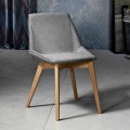 Nowoczesne krzesło z tkaniny i drewna do salonu wykonane we Włoszech, Oriella