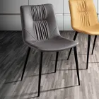 Krzesło do salonu z tkaniny włóknistej z efektem skóry i metalu Made in Italy - Gohan Viadurini