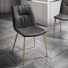 Krzesło do salonu z tkaniny włóknistej z efektem skóry i metalu Made in Italy - Gohan Viadurini