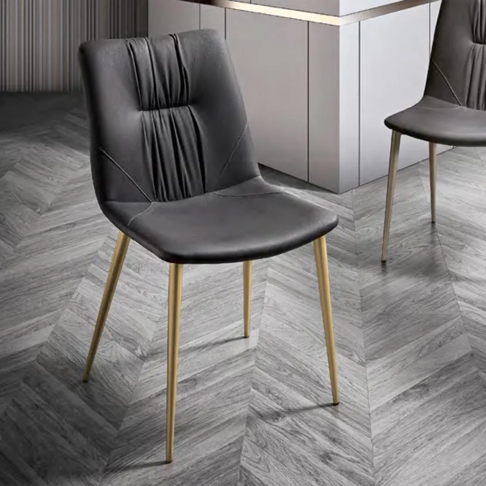 Krzesło do salonu z tkaniny włóknistej z efektem skóry i metalu Made in Italy - Gohan Viadurini