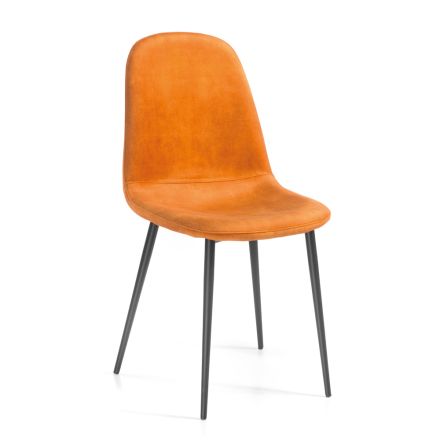 Krzesło do salonu z aksamitnej tkaniny, drewna i stali Made in Italy - Panda Viadurini