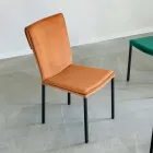 Krzesło do salonu z odpornego na plamy aksamitu i czarnej struktury – Haroon Viadurini