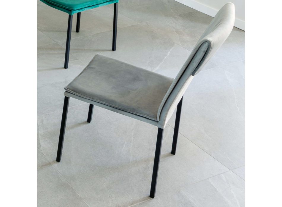 Krzesło do salonu z odpornego na plamy aksamitu i czarnej struktury – Haroon Viadurini