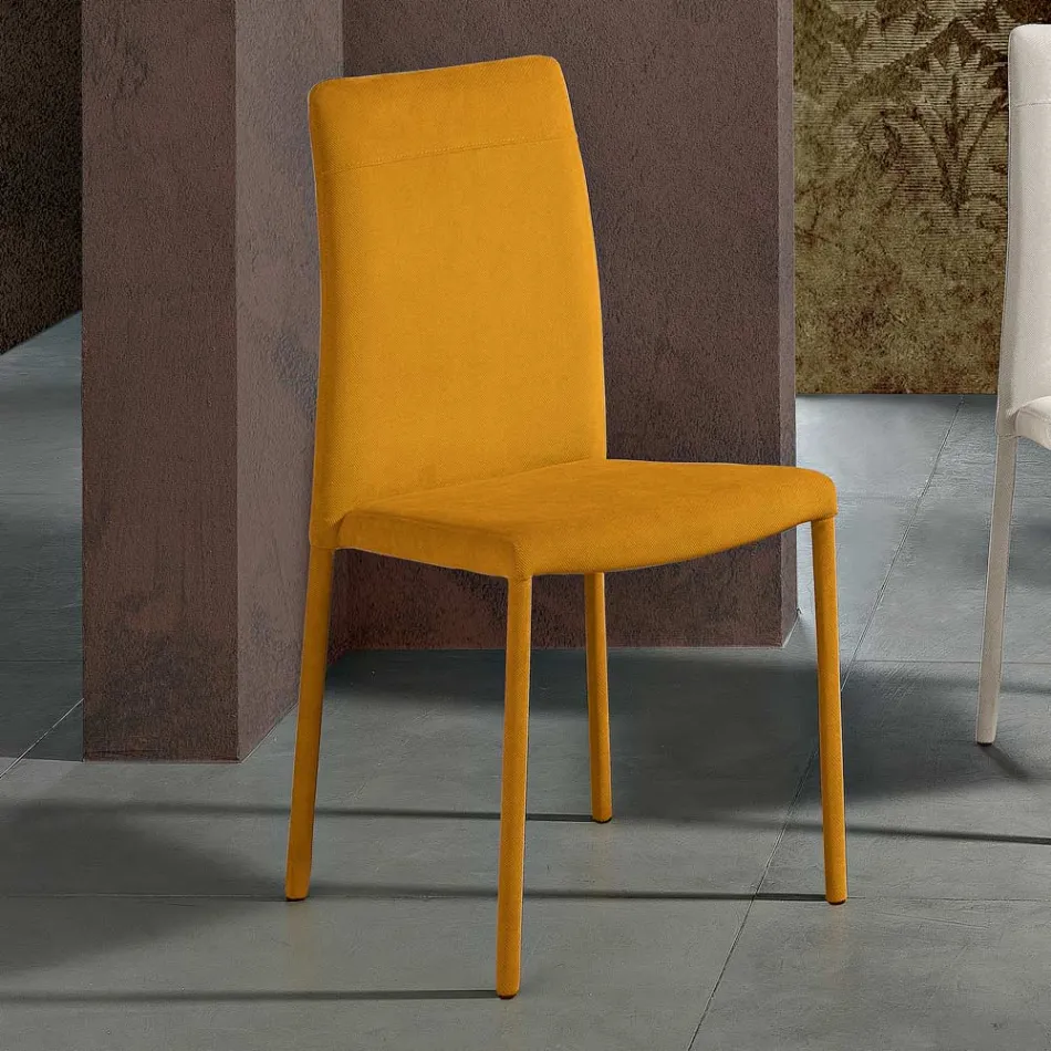 Krzesło do salonu w całości tapicerowane tkaniną Made in Italy - Lorelai Viadurini