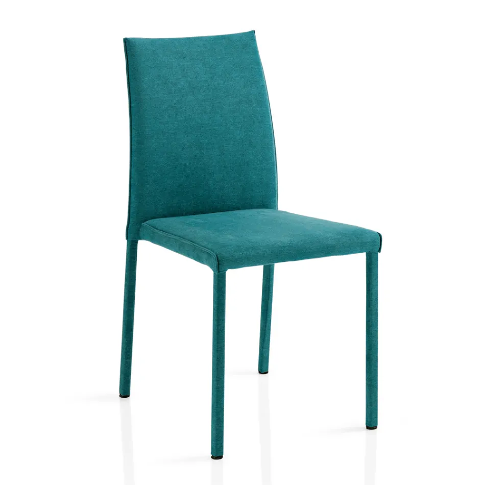 Krzesło do salonu w całości tapicerowane tkaniną Made in Italy - Rosetta Viadurini