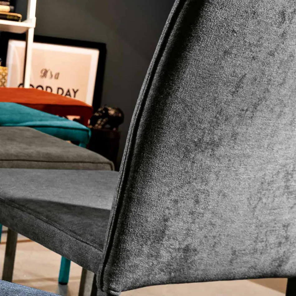 Krzesło do salonu w całości tapicerowane tkaniną Made in Italy - Rosetta Viadurini